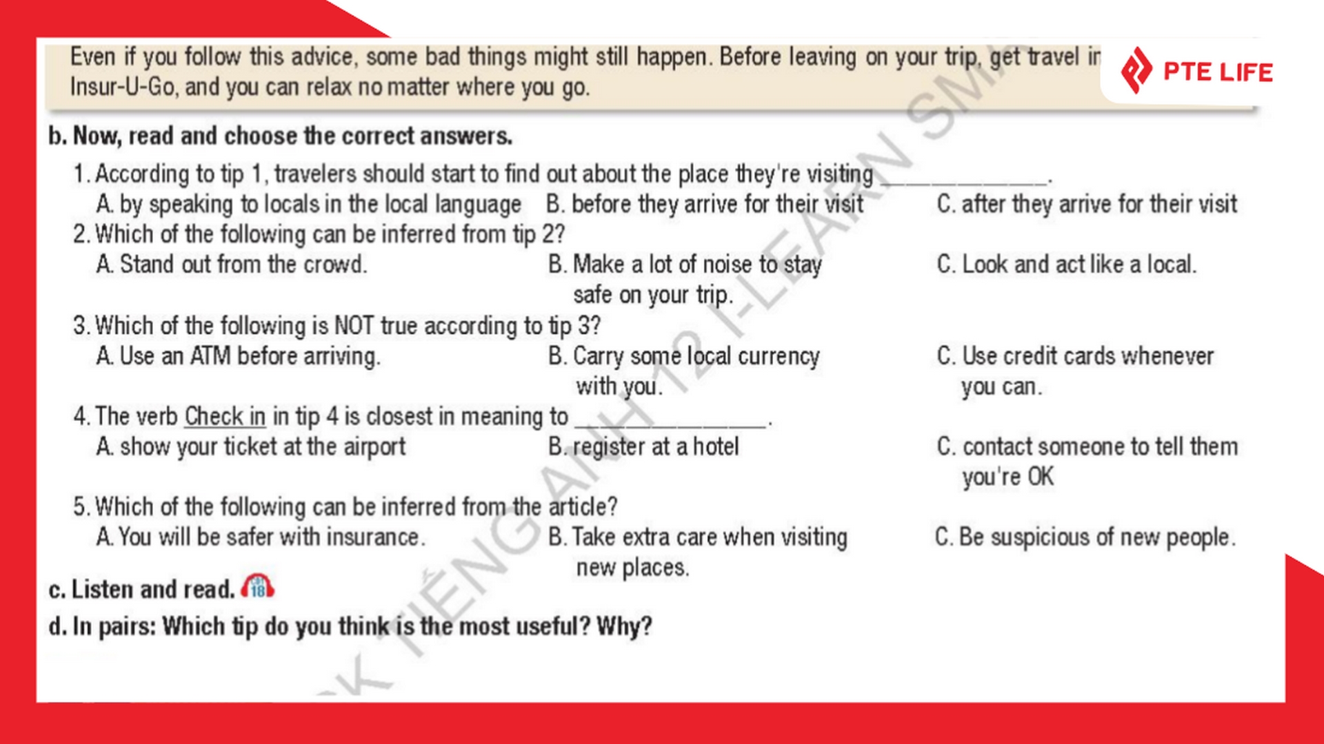 Yêu cầu bài tập Reading b tiếng Anh 12 Unit 2 Lesson 1