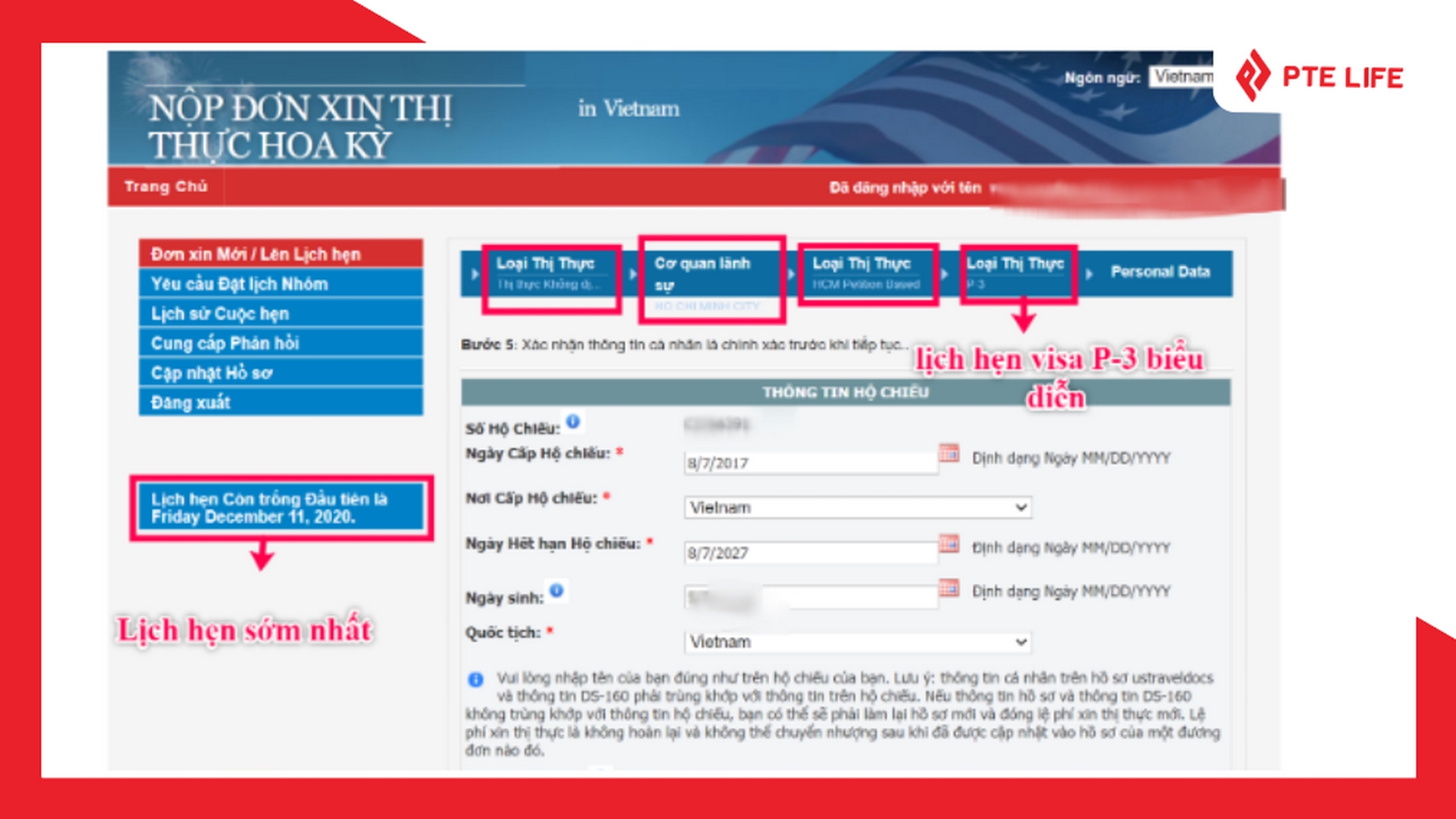 Các bước đặt lịch hẹn phỏng vấn xin visa Mỹ trực tuyến