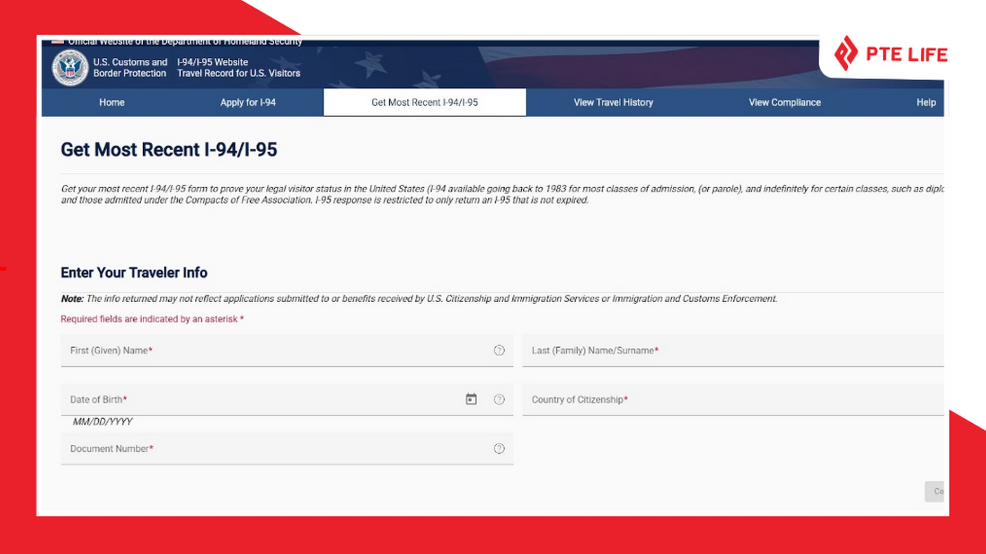 Kiểm tra thời hạn lưu trú I-94 tại website chính phủ