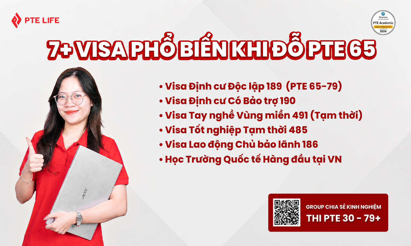 Thi PTE 65 có Khó KHÔNG? 7+ Loại VISA cần RÕ 2 7+ loại visa phổ biến khi thi đỗ PTE 65
