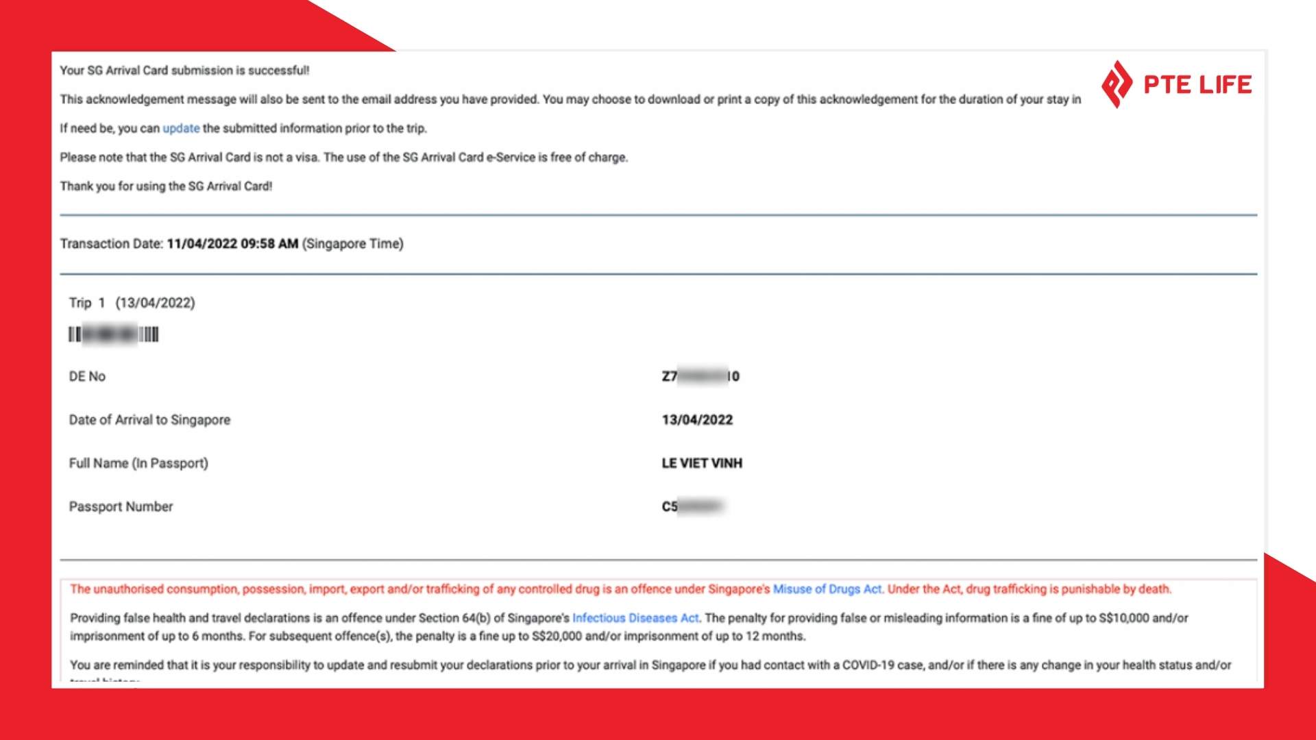 Email xác nhận kèm file PDF sau khi hoàn tất khai báo
