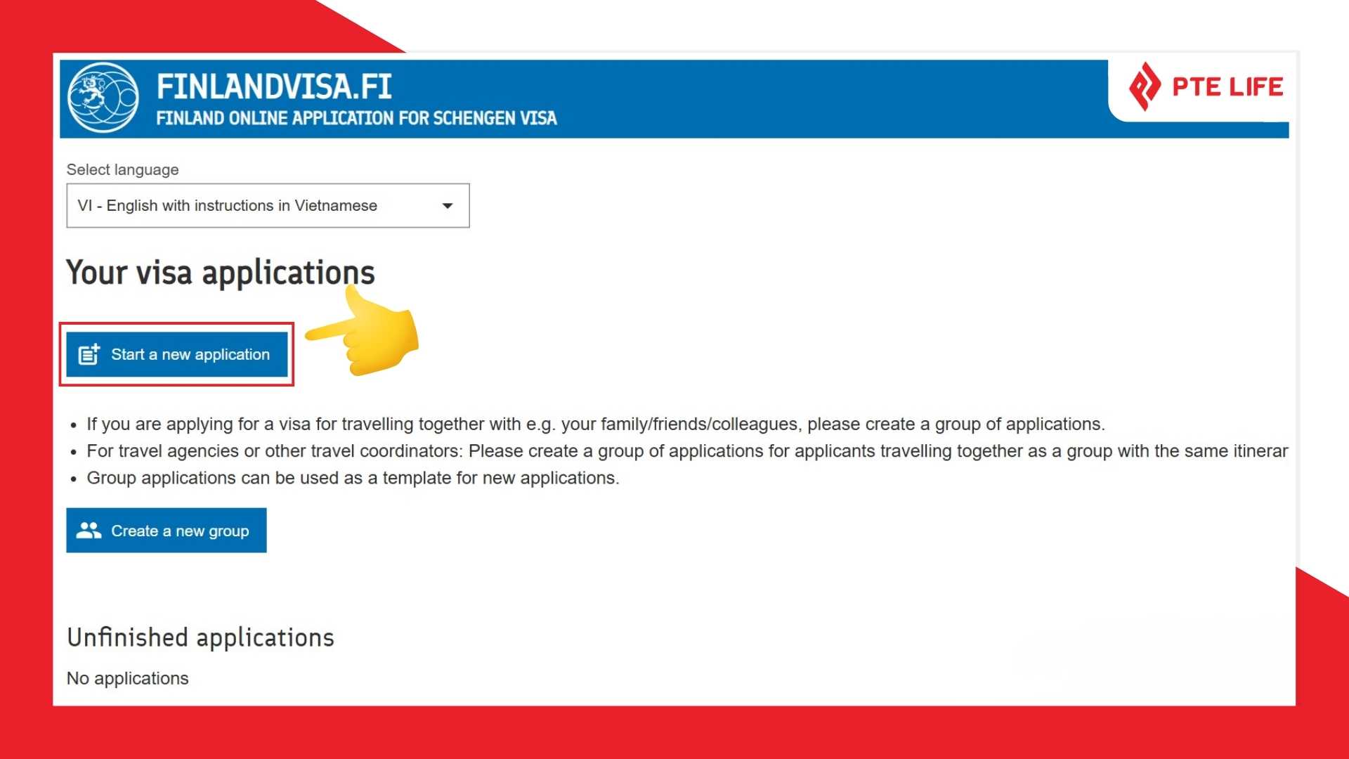 Tạo đơn xin thị thực mới