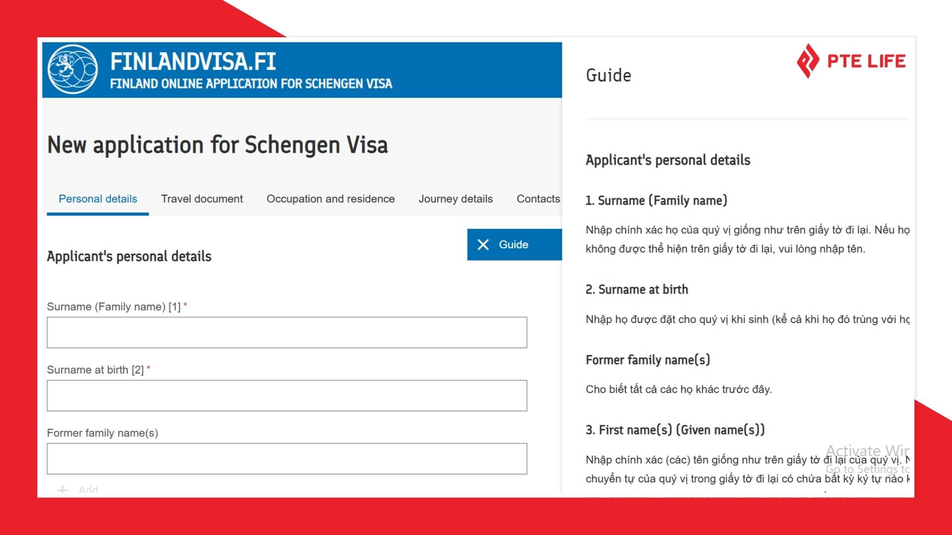 Điền đơn xin visa Phần Lan theo hướng dẫn trên website