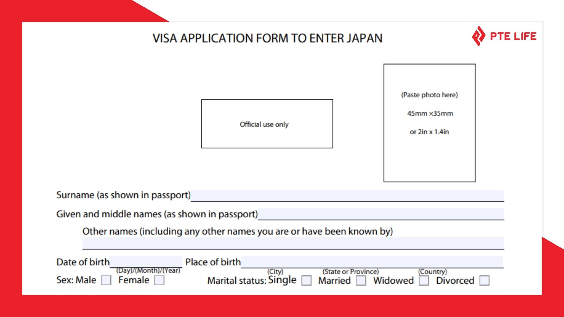 Mẫu tờ khai xin visa du lịch Nhật Bản tự túc