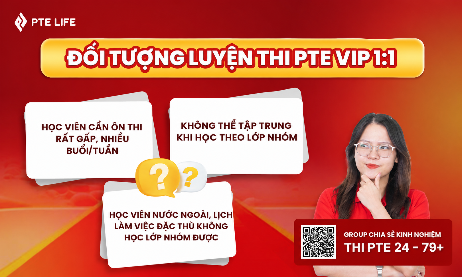 Khóa học PTE 24-79+: Cá nhân hóa lộ trình 3 Đối tượng luyện thi khoá 1-1