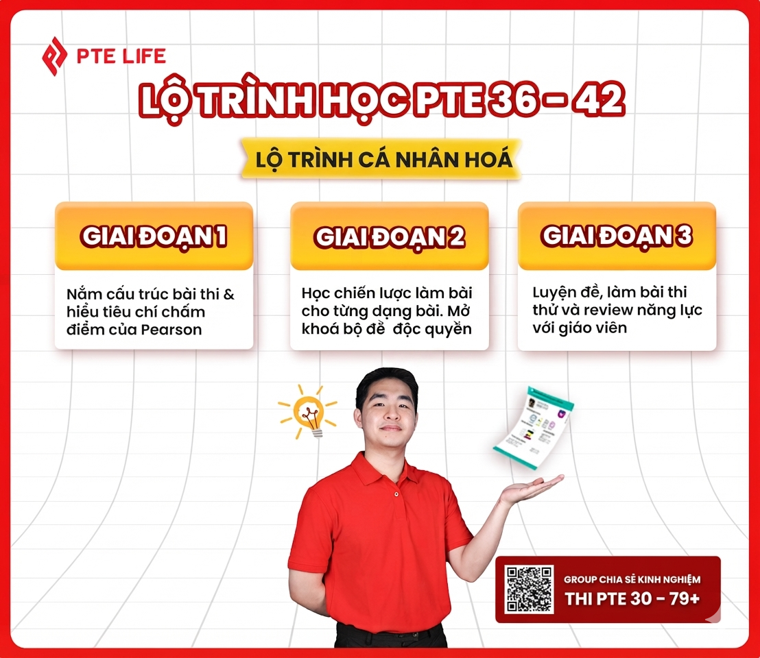 Khóa học PTE 36-42 - Lộ trình cá nhân hoá 2 Lộ trình khoá học