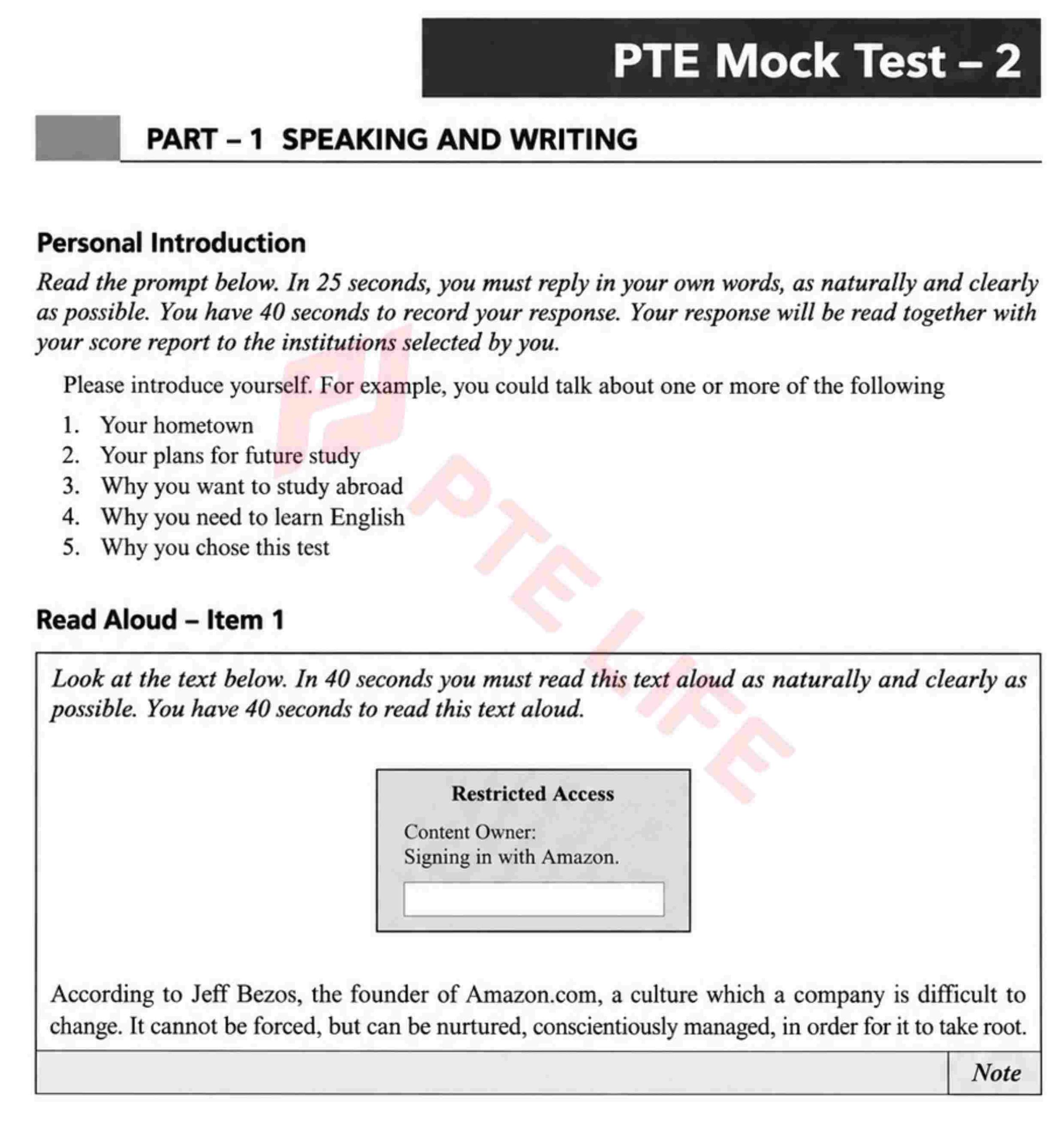 Đề thi thử trong sách PTE Advantage For The Academic Module